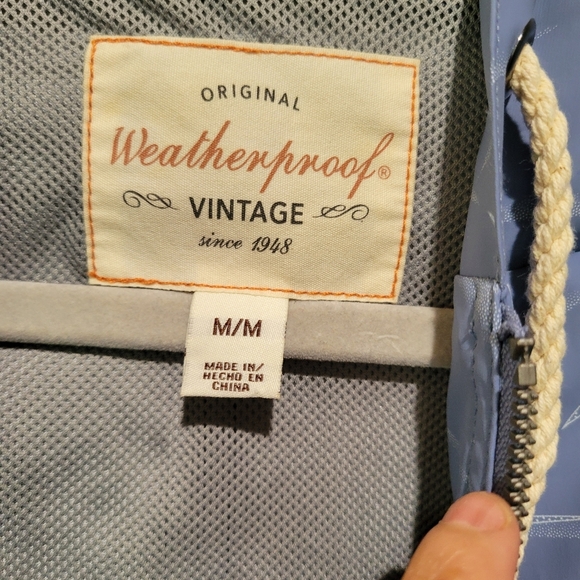 VTG Original Weatherproof Blue Hooded Windbreaker Jacket - Picture 6 of 9